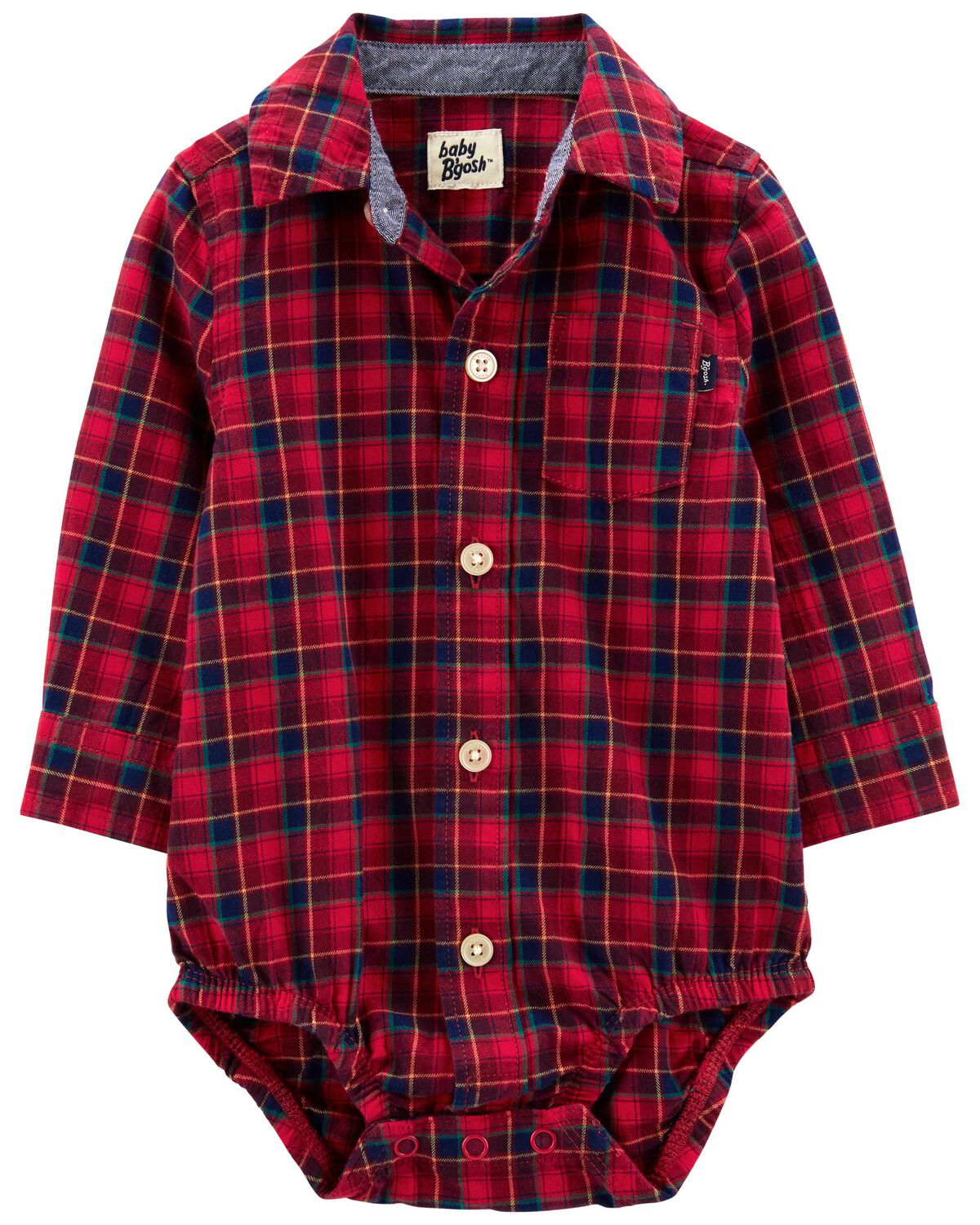 Red Plaid Baby ButtonFront Plaid Flannel Bodysuit
