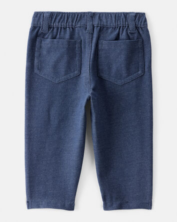 Baby Girl Knit Pull-On Pants - Navy Blue, 