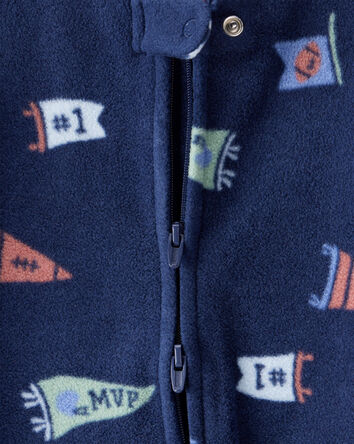Baby Boy Sports Print Loose Fit Long-Sleeve Sleep & Play - Navy Blue, 