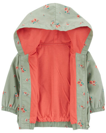 Floral Print Hooded Jacket, 
