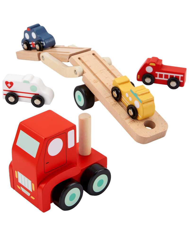 Toddler Wooden Rescue Car Carrier, image 2 of 2 slides