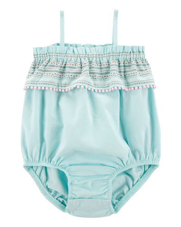 Baby Ruffle Bubble Romper - Blue, 