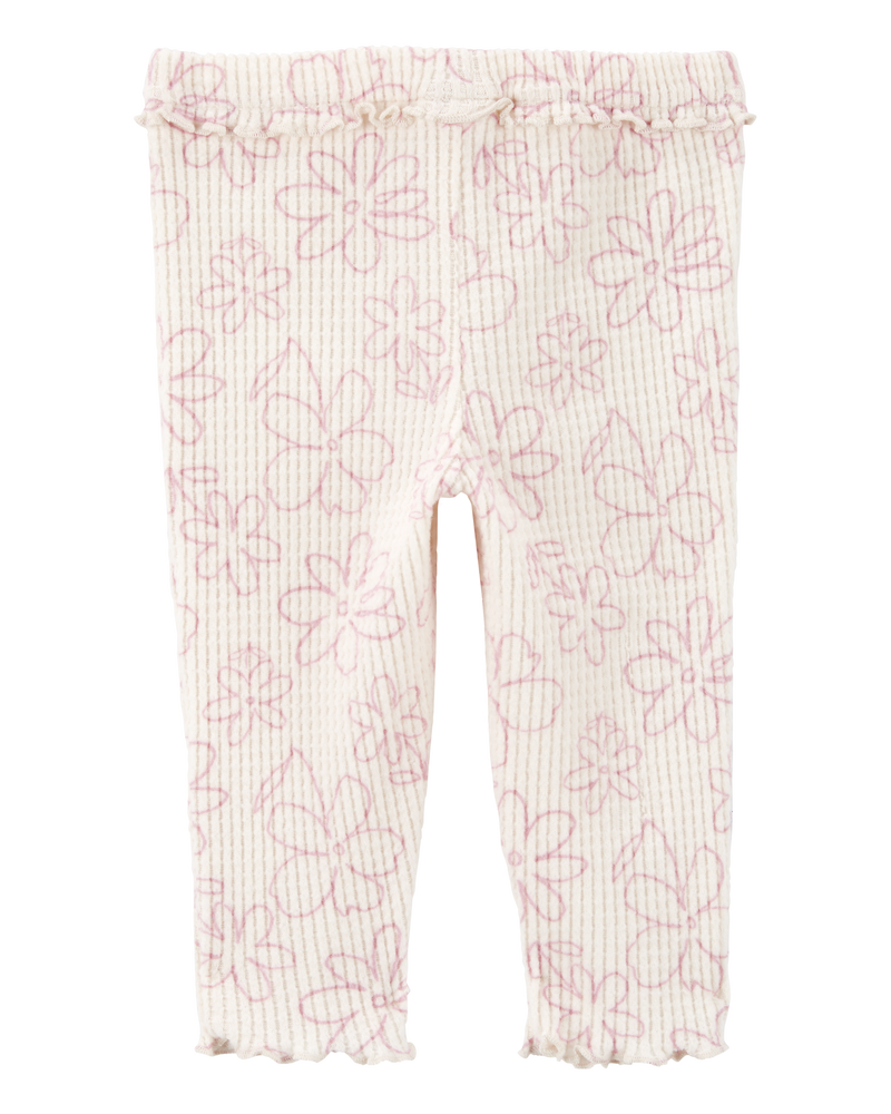 Baby Girl Floral Pull-On Thermal Pants, image 2 of 4 slides