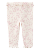 Baby Girl Floral Pull-On Thermal Pants, image 2 of 4 slides