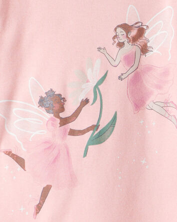 Baby Girl Fairy Floral 100% Cotton Long-Sleeve Snug Fit 4-Piece Pajamas - Pink/Purple, 