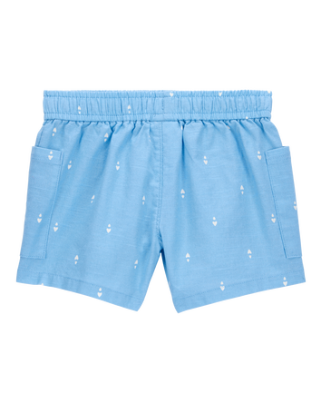 Baby Heart Drop Print Drawstring Shorts - Blue, 