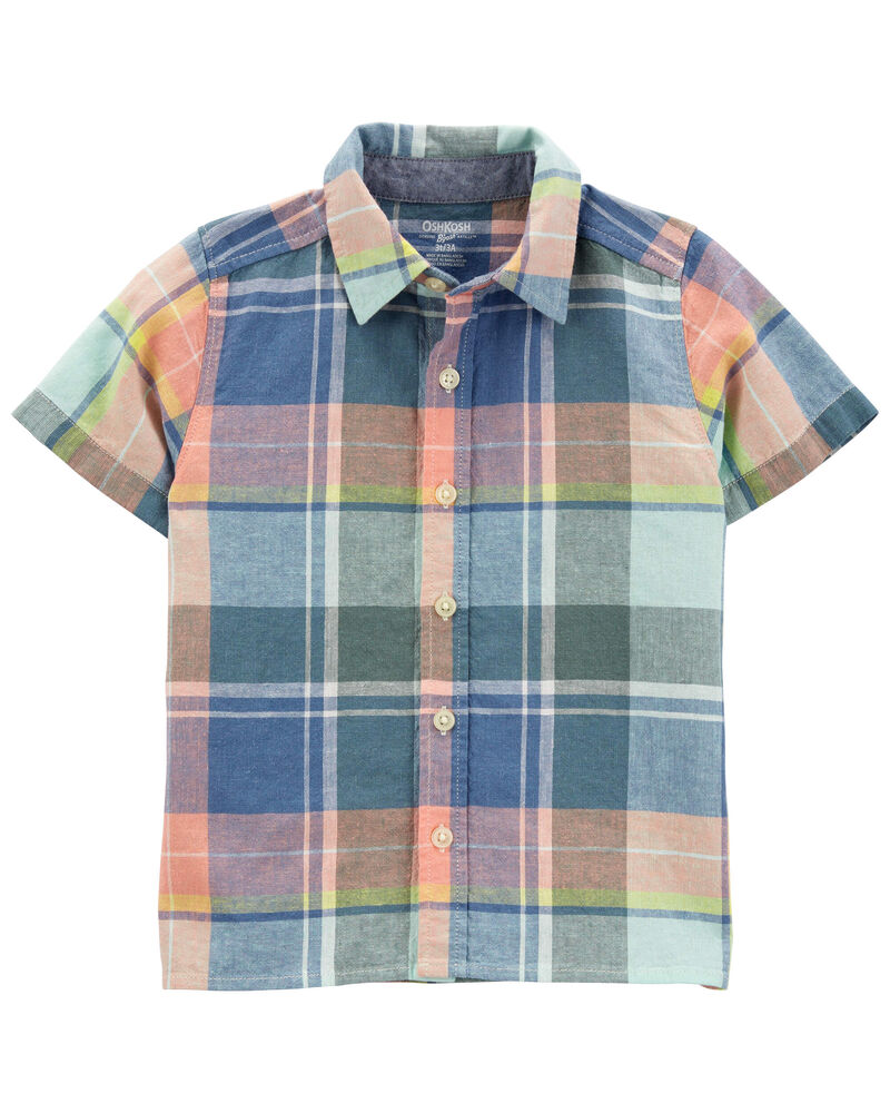 Toddler Plaid Button-Front Shirt Made With LENZING™ ECOVERO™ , image 1 of 2 slides
