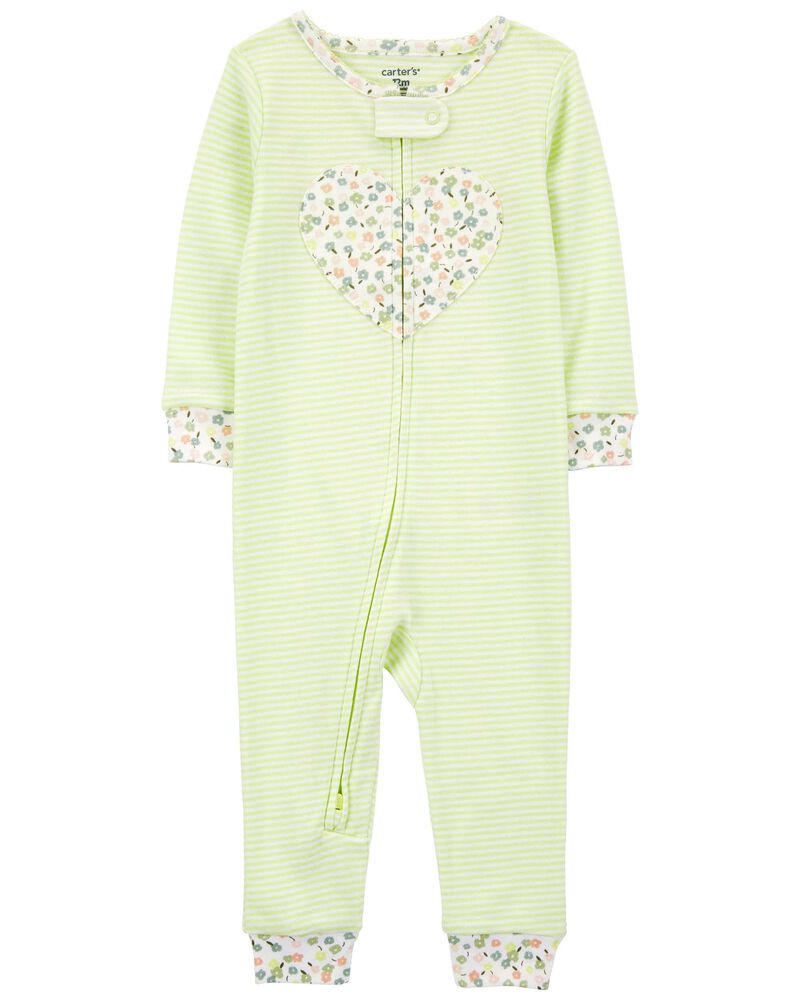 Toddler 1-Piece Heart 100% Snug Fit Cotton Footless Pajamas, image 1 of 3 slides