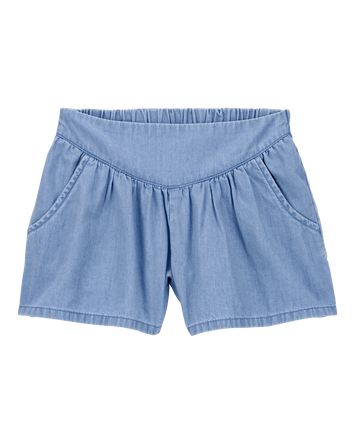 Kid Chambray Pull-On Shorts - Blue, 