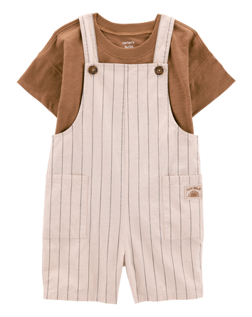 Toddler 2-Piece Tee & Striped Shortall Set, 