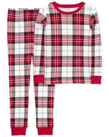 Kid 2-Piece Plaid 100% Snug Fit Cotton Pajamas, 