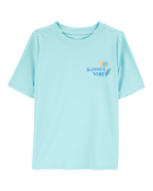 Kid 2-Piece Tropical Print  Short-Sleeve Rashguard & Swim Trunks Set - Blue
, image 2 of 6 slides