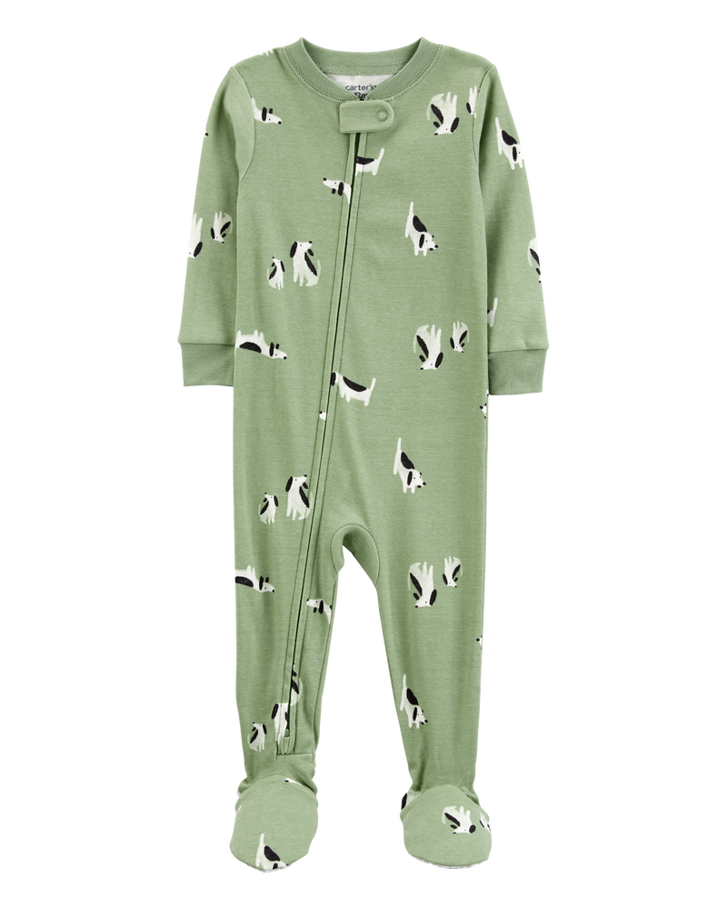 Baby 1-Piece Dog 100% Snug Fit Cotton Footie Pajamas, image 1 of 4 slides