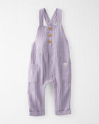 Baby Organic Cotton Gauze Overalls in Lilac, image 1 of 7 slides
