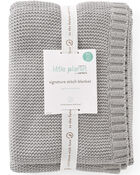 Baby Organic Cotton Textured Knit Blanket in Gray, image 3 of 4 slides