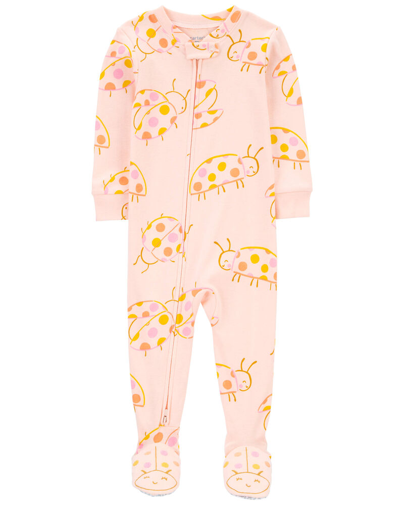 Toddler 1-Piece Ladybug 100% Snug Fit Cotton Footie Pajamas, image 1 of 4 slides