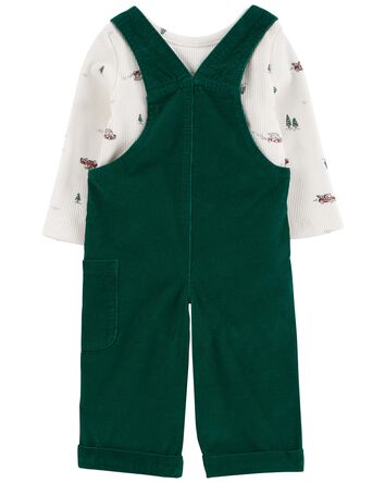 Baby 2-Piece Holiday Thermal Tee & Corduroy Overalls Set, 