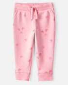 Baby Girl Butterfly Print Fleece Drawstring Joggers - Pink, image 1 of 4 slides