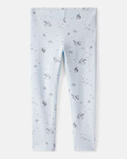 Toddler Girl Printed Cotton Pull-On Stretch Leggings - Blue, image 1 of 3 slides
