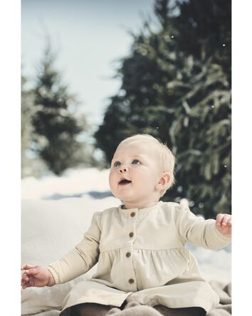 Baby Organic Cotton Corduroy Button-Front Dress, 