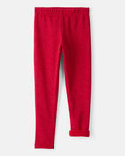 Girls Shimmer Cotton Pull-On Stretch Leggings - Red, image 3 of 5 slides
