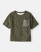 Boys Acid Wash Print Cotton Short-Sleeve Fashion Top - Green, image 1 of 3 slides