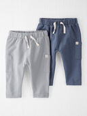 Blue, Grey - Baby 2-Pack Organic Cotton Pants
