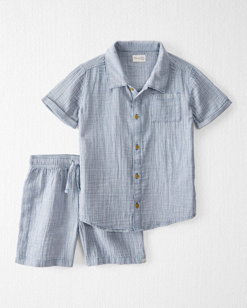 Kid 2-Piece Organic Cotton Striped Set, image 1 of 4 slides