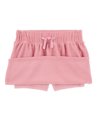 Kid Ribbed Textured Drawstring Skort - Pink, image 2 of 4 slides