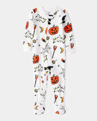 Toddler 1-Piece Halloween 100% Snug Fit Cotton Footie Pajamas - Ivory, image 1 of 3 slides