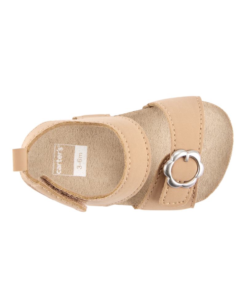 Baby Floral Buckle Faux Cork Sandals - Brown, image 4 of 7 slides