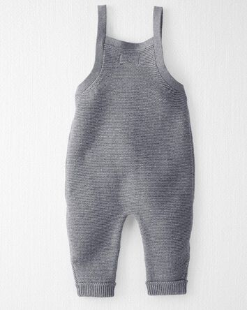 Baby Organic Sweater Knit Overalls in Dark Gray, 