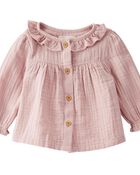 Baby Organic Cotton Gauze Button-Front Dress in Perfect Pink

, image 1 of 4 slides