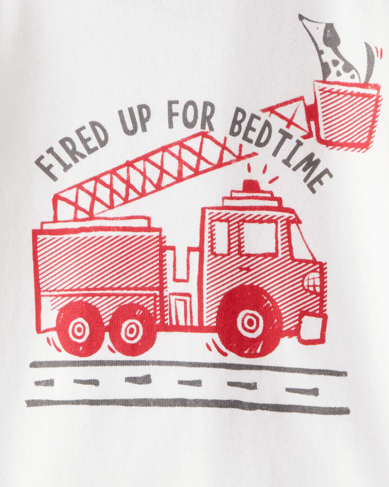 Baby Boy Firetruck Print 100% Cotton Long-Sleeve 4-Piece Pajamas - Red/White, image 2 of 4 slides