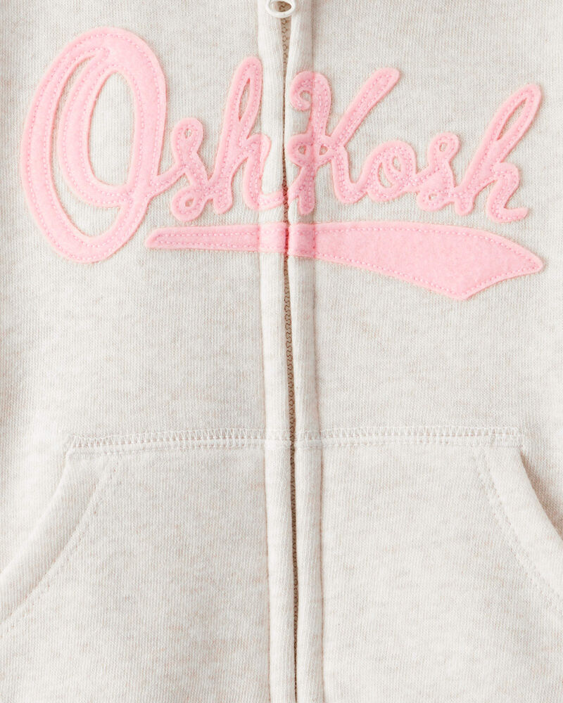 Baby OshKosh Fleece Logo Zip Jacket - Oatmeal, image 3 of 4 slides