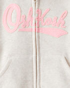 Baby OshKosh Fleece Logo Zip Jacket - Oatmeal, image 3 of 4 slides