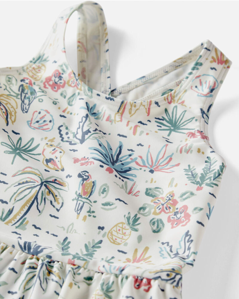 Toddler Girl Recycled Tropical Print Swimsuit, image 3 of 4 slides