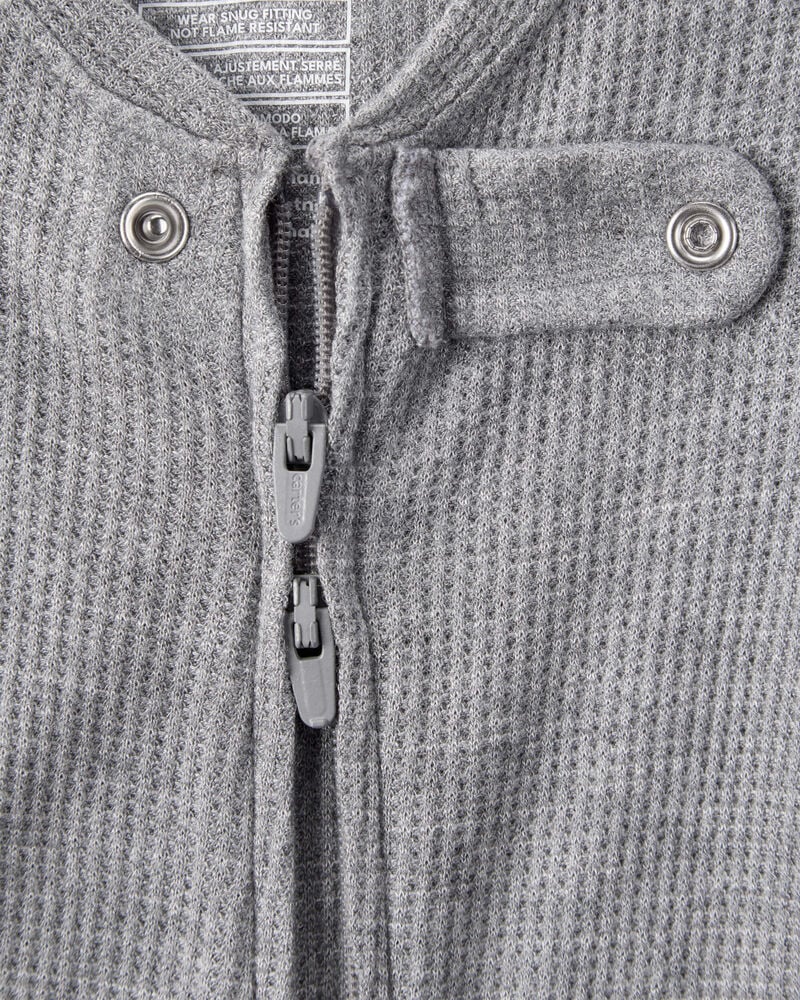 Baby Boy PurelySoft Long-Sleeve 2-Way Zip 1-Piece Pajamas - Grey, image 2 of 6 slides