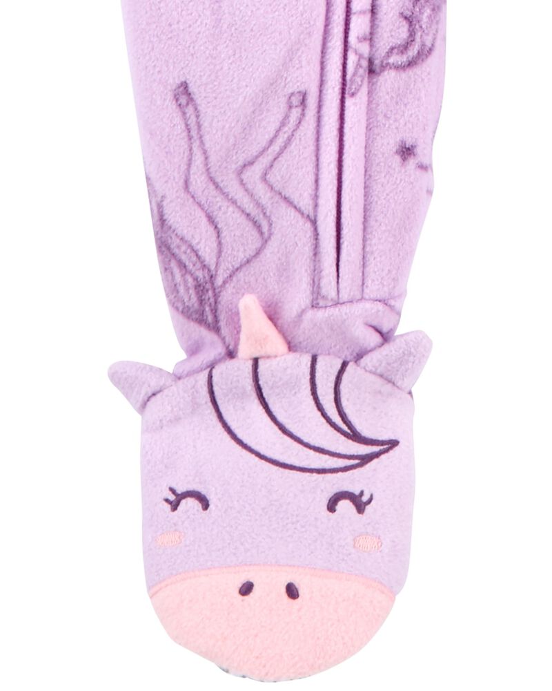 1-Piece Unicorn Fleece Footie PJs, image 3 of 4 slides
