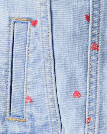 Toddler Girl Heart Denim Jacket - Light Wash, 
