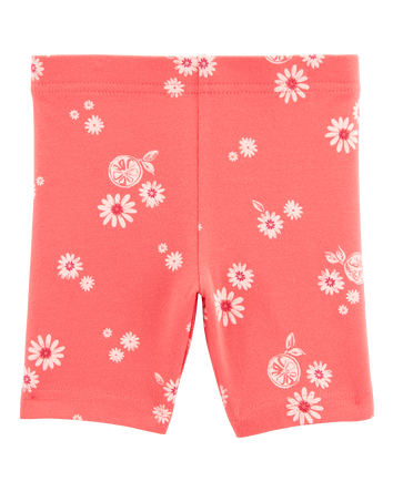 Baby Girl Floral Bike Shorts - Orange, 