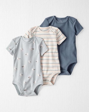 Baby 3-Pack Organic Cotton Rib Bodysuits, 