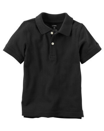 Toddler Black Piqué Polo Shirt, 
