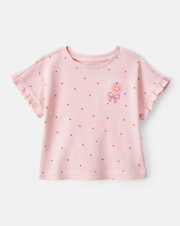 Baby Girl Polka Dot Short-Sleeve Top - Pink, 