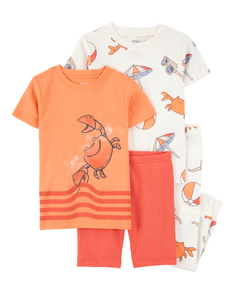 Baby 4-Piece Beach Crab 100% Snug Fit Cotton Pajamas - Orange, image 1 of 4 slides