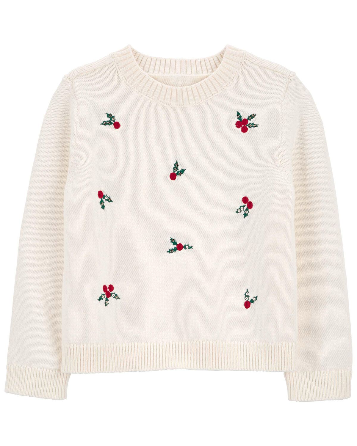 Ivory Kid Christmas Holly Knit Sweater | carters.com