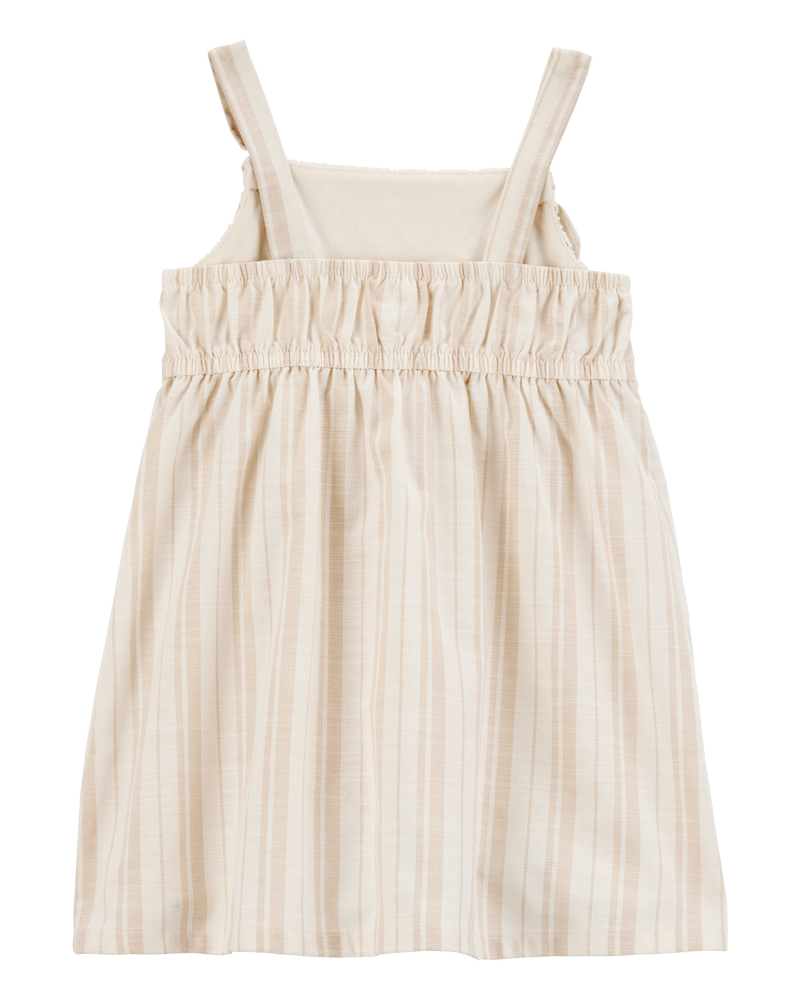 Baby Striped Eyelet Tank Dress - Ivory, image 2 of 5 slides