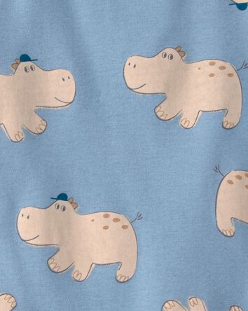 Baby Boy Hippo Short-Sleeve Romper - Blue, 