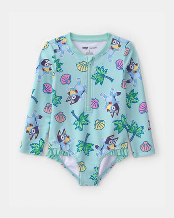 Toddler Girl 1-Piece Bluey&trade; Rashguard Swimsuit - Blue, 