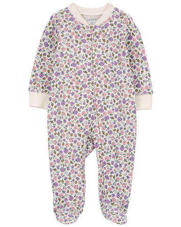 Floral 2-Way Zip Cotton Sleep & Play Pajamas, 